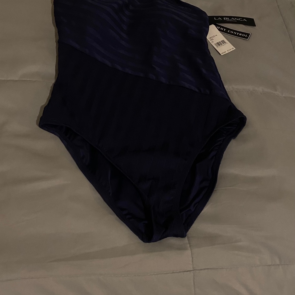 La Blanca Linea Costa One Shoulder One-Piece Swimsuit Indigo Blue 10 - Picture 9 of 9